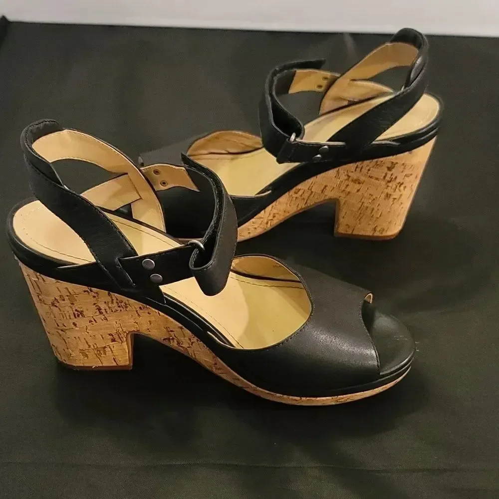 WEDGE PEEP TOE ADJUSTABLE BUCKLE WOMENS SANDAL